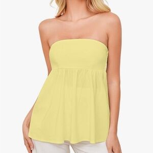 Yellow Strapless Women's Top
